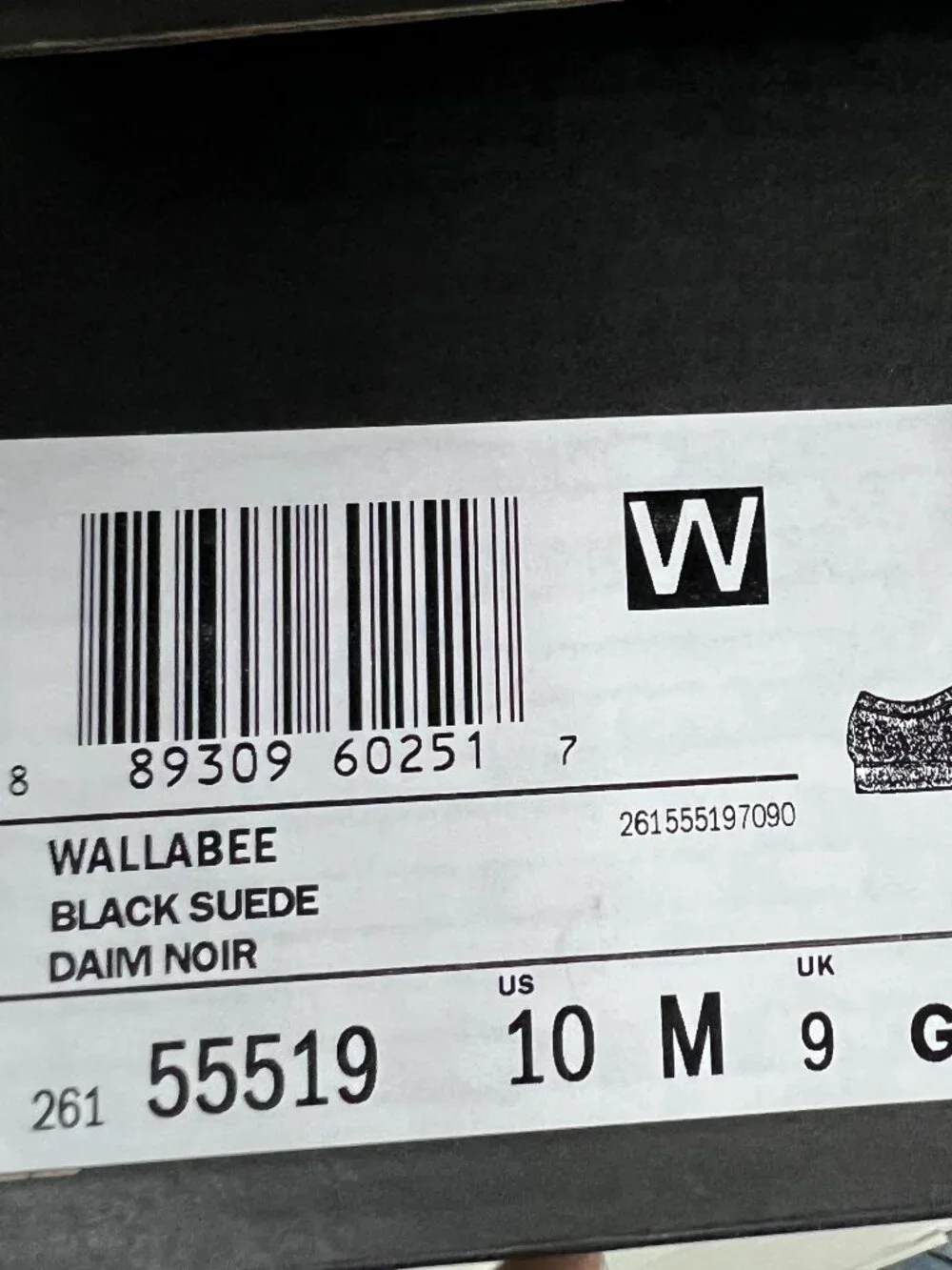 Clarks Wallabee Low Black Suede Men's Size 10 261 55519 - New
